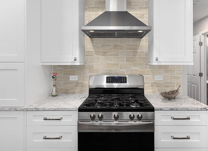 StyloVue Peel and Stick Backsplash for Kitchen, 3" x 6" PVC Subway Tile Upgraded Backsplash Stick on Tile Elevate Kitchen, Bathroom, Fireplace,RV - 4 Pieces Grayish Beige with Gray Grout