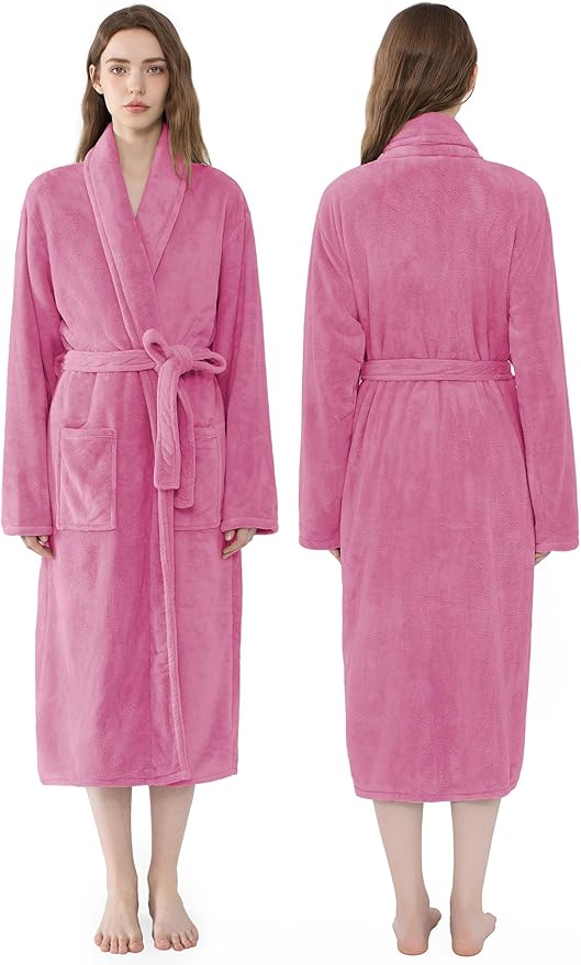 Soft Robe For Women，Warm Plush Bath Robes Female，Spa Towel After Shower Lightweight Long Bathrobe