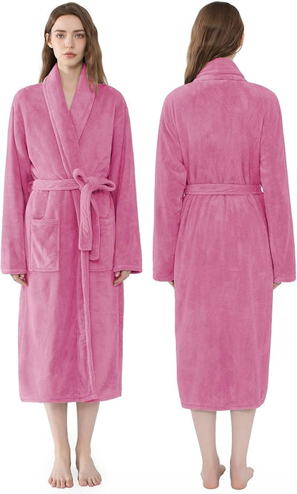 Soft Robe For Women，Warm Plush Bath Robes Female，Spa Towel After Shower Lightweight Long Bathrobe