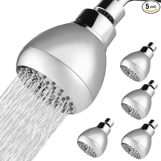 5 Pack High Pressure Shower Head - Powerful Bathroom Pressure Boosting Showerhead - Perfect Universal Replacement for Rain Shower Heads(Chrome)