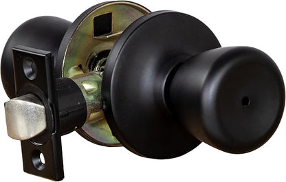 Design House Terrace Privacy Door Knob, 6-Way Universal Bed and Bath Lock, Matte Black, Adjustable Backset, ANSI Grade 3, 728675-MB
