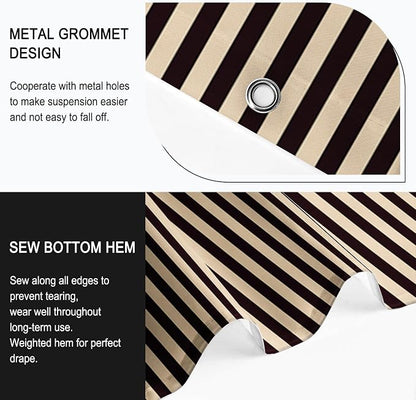 Modern Striped Shower Curtain 72x72 Inch,Elegant Art Bathroom Decor | Vertical Beige and Black Lines Bathroom Decor,Include Hooks,Waterproof Polyester Fabric,Abstract Geometric Shower Curtain