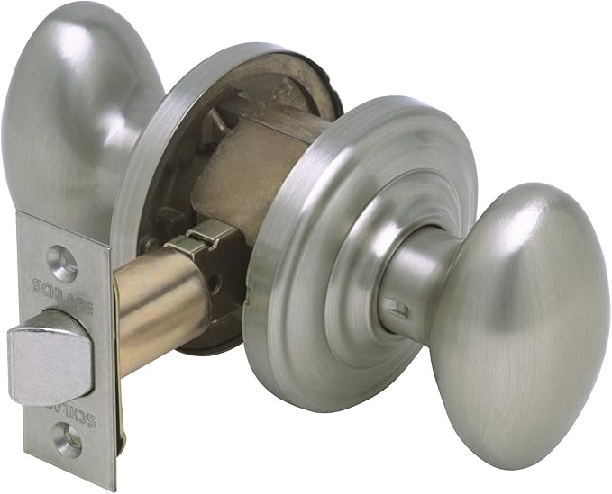 SCHLAGE Siena Passage Knob, Andover Rose, Satin Nickel