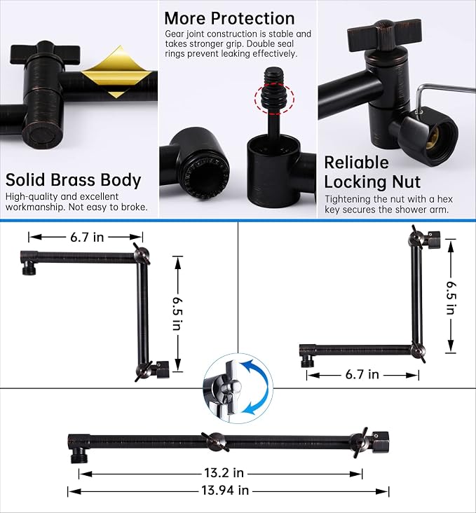 G-Promise All Metal 10 Inches Rainfall Shower Head with Handheld Combo | All Metal, Built to Last, Easy Install, Adjustable Height & Angle for All Heights, Extra Long Hose, Modern Upgrade
