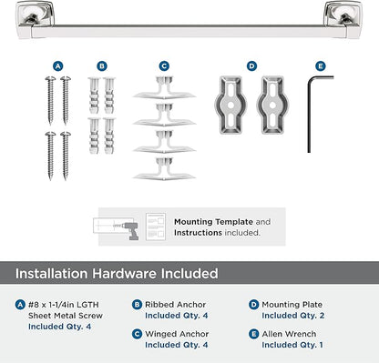 Amerock Stature Polished Nickel 18 inch (457mm) Towel Bar, BH36093PN