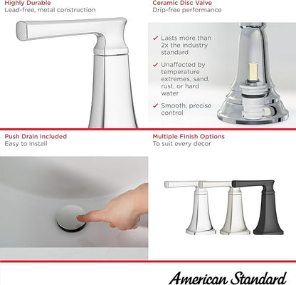 American Standard 7426801.243 Belmeade Two-Handle 8-Inch Widespread Bathroom Faucet, 1.2 GPM, Matte Black