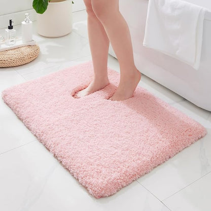 ILANGO Dark Pink Bathroom Rugs 24" × 17" Small Non Slip & Super Absorbent Extra Thick Soft, Washable Bath Mat for Floor, Microfiber Plush Shaggy Bath Rug with Rubber for Bathtub Shower Room Sink