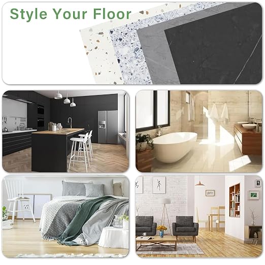 40-Pack Peel and Stick Floor Tiles Vinyl Floor 12 x 12 inch Self Adhesive Waterproof Flooring Planks DIY for Bathroom, Kitchen, Living Room, RV, Cover 40 Sq. Ft, Black Vein Marble