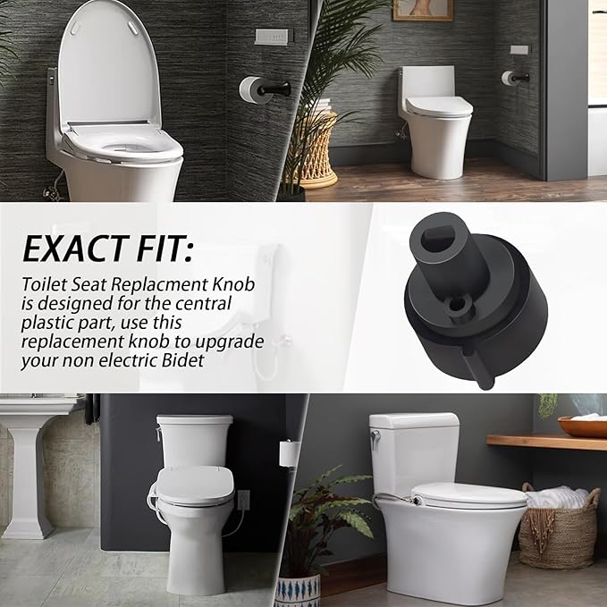 Replacement Knob(1PCS) Compatible with Brondell Bidet Toilet Seat Non-Electric Bidet(For the center plastic section only) - Black