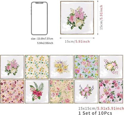 Alwayspon Vinyl Sticker Peel and Stick, Self-Adhesive Wall Tile Transfers Backsplash Sticker Decal for Kitchen Bathroom, 6x6inch/15x15cm 30Pcs, Floral Painting T038