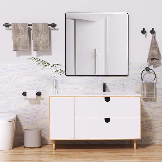 10 Pieces Matte Black Bathroom Hardware Accessories Towel Bar Set Black Towle Racks for Bathroom Wall Mounted Stainless Steel Toilet Paper Holder Towel Holder Kit