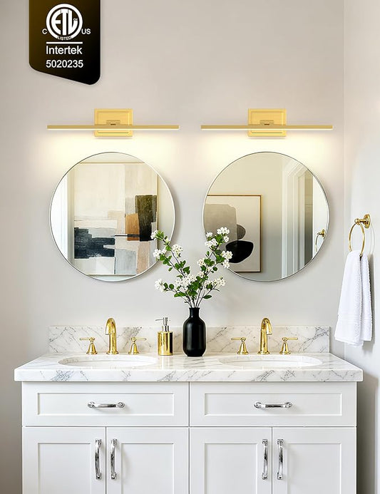 VOLISUN Bathroom Vanity Light 24 inch, 14W Dimmable 5CCT Led Bathroom Light Fixture Over Mirror, Gold Bar Vanity Light for Bathrooms-ETL Certificated