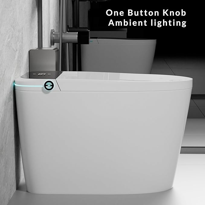 WinZo Smart Toilet with Bidet Built in,Tankless Toilets with Warm Water Sprayer and Dryer,Foot Sensor Operation, ADA Height Auto Smart Toilet with Fahrenheit LED Display