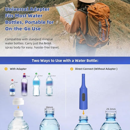 Hibbent Portable Bidet for Travel, High Pressure Electric Handheld Bidet Sprayer, 350-550ML Expandable Bottle for Personal Hygiene, USB-C Rechargeable Waterproof, Travel Sprayer for Women & Men, Blue