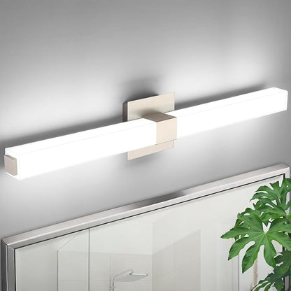 32 Inch Brushed Nickel Modern Vanity Light Bar: IP44 Waterproof Bathroom Light Fixtures Over Mirror 6000K Daylight 22W