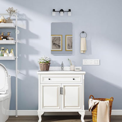 16x24 in Bathroom Medicine Cabinet with Mirror, Matte Silver | Fully Assembled; Recessed or Surface Wall Mount; Metal Cabinet with Tempered Glass Mirror and Two Adjustable Glass Shelves