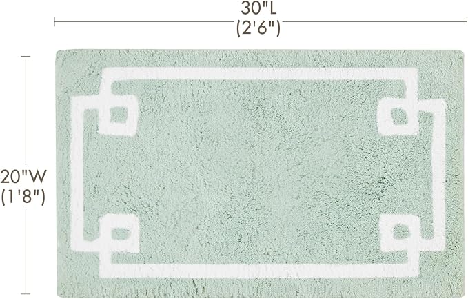 Madison Park Evan 100% Cotton Bath Rug Plush Absorbent, 20" x 30", Seafoam | Non-slip Backing, OEKO TEX, Luxurious Tufted Plush Bath Mat for Bathroom, Quick Dry, Spa Design Decorative for Shower Room