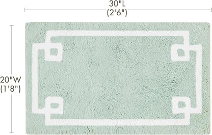 Madison Park Evan 100% Cotton Bath Rug Plush Absorbent, 20" x 30", Seafoam | Non-slip Backing, OEKO TEX, Luxurious Tufted Plush Bath Mat for Bathroom, Quick Dry, Spa Design Decorative for Shower Room