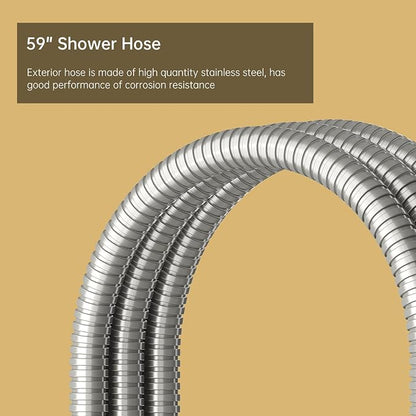 Handheld Shower Head Show Spray Shower Wand Hand Shower Brushed Nickel | High Pressure Showerhead, Hand Held Sprayer, Brass Shower Head, Wall Mounted, 60 In Stainless Steel Shower Hose, Bracket