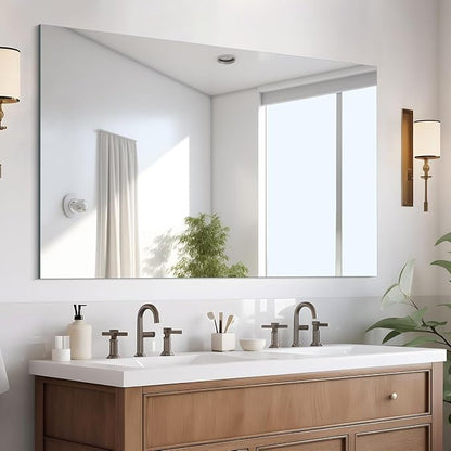 CILIBER Frameless Mirror, 30x48 Inch Rectangle Vanity Mirror for Wall, Large Bathroom Mirror Over Sink with Polished Edge, 3mm Tempered Glass, Horizontal or Vertical Hanging