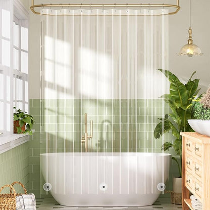 Bathway Shower Curtain Liner, Clear Shower Curtain Liner 72x90 PEVA Waterproof Shower Curtain Liner Plastic with 3 Magnets and 12 Rustproof Metal Grommets, Extra Long Shower Liner for Bathroom