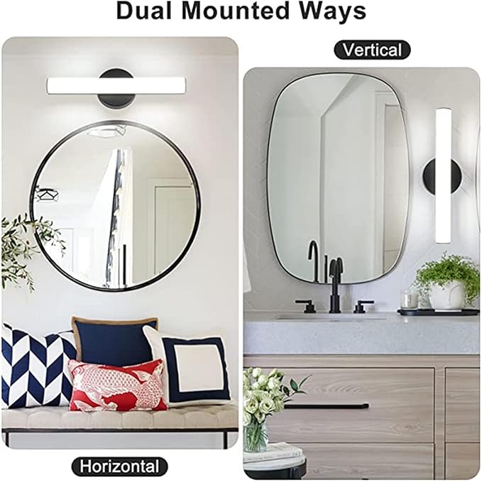 OOWOLF 2 Pack Bathroom Vanity Light, Adjustable Brightness 12W 17.3inch Bathroom Light Fixtures,1200LM Led Vanity Bar, 5000K Natural White, Wall Lamp for Mirror Kitchen Living Room Hallway Cabinet