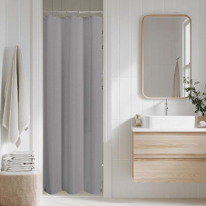 2-in-1 Waterproof Fabric Shower Curtain - No Separate Liner Needed, Hotel-Style Waffle Weave, Effortless Cleaning & Washable Bathroom Shower Curtain Set,48Wx72H,Grey