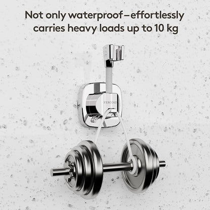 Shower Head Holder with Suction | 360° Swivel | Gray | Tool-free install in seconds, 360° swivel head, 10kg built-in storage hook, removable, rust-resistant, strong suction grip