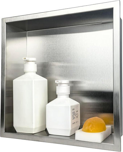 No Tile Needed Shower Niche for Bathroom Storage,Recessed Wall Niche,Shower Shelf,Stainless Steel (Brush, 12 * 12 in)