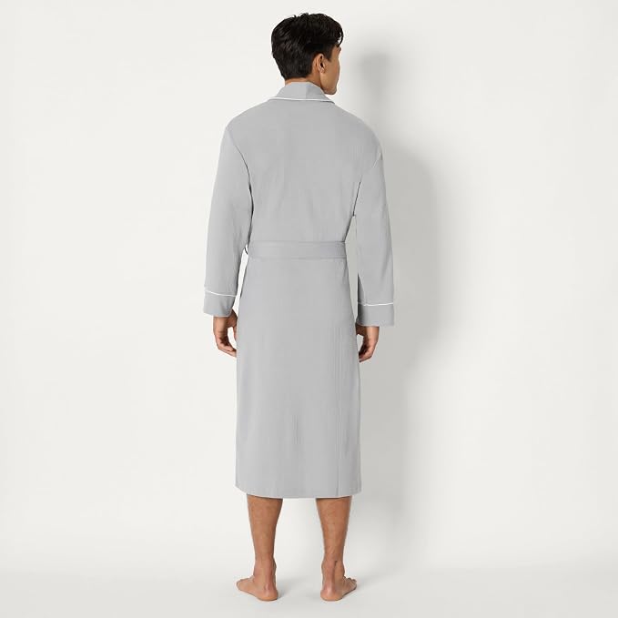 Amazon Essentials Men's Lightweight Cotton Waffle Bath Robe, Mid-Length Loungewear (Available in Big & Tall)