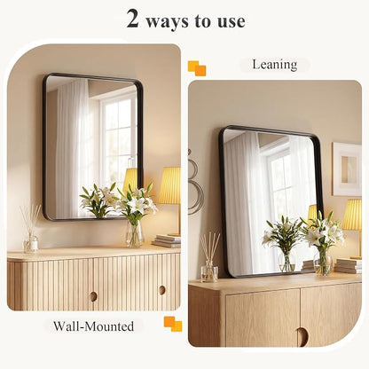 NEWBULIG 22"x30" Wall Mirror, Bathroom Mirrors for Over Sink, Black | Matte Metal Framed Vanity Mirror with Tempered Glass, Entryway, Living Room, Bedroom