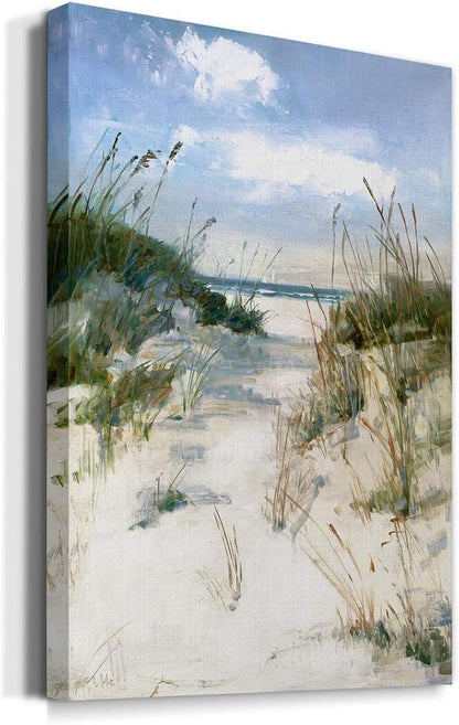 Renditions Gallery Tropical Canvas Wall Art Decorations Paintings & Prints Sandy Ocean Beach Modern Coastal Nature Wall Hanging Decorations for Bedroom Living Room Office Kitchen - 32"x48" LT02