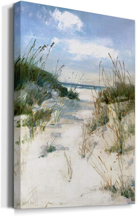 Renditions Gallery Tropical Canvas Wall Art Decorations Paintings & Prints Sandy Ocean Beach Modern Coastal Nature Wall Hanging Decorations for Bedroom Living Room Office Kitchen - 12"x18" LT02