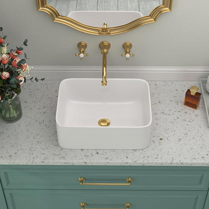 Rectangular Vessel Sink White | Beslend 16"x12" Bathroom Sink Ceramic Porcelain Above Counter Modern Art Sink