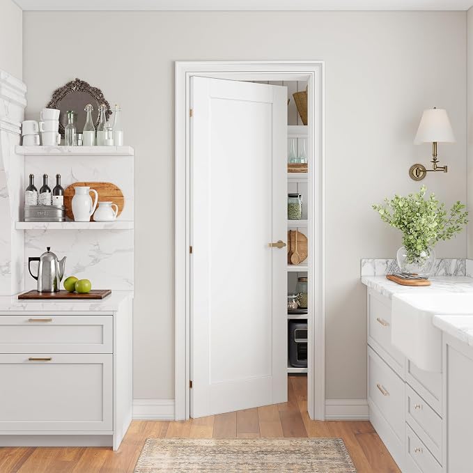 SMARTSTANDARD 24" x 80" Slab Door, Solid Core Interior Door, Pre-Assembled | 1-Panel without Hardware Kit, White Primed Shaker for Pantry, Bathroom, Laundry, Paintable Surface