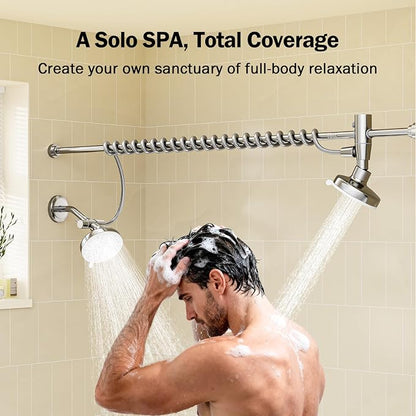 Dual Shower Head with Original Adjustable Slider, Double Showerhead, Chrome | High Pressure, Two People, 2 Showerhead System for Couples, Renter-Friendly, SPA-Like, Bathroom Gift for Women Men