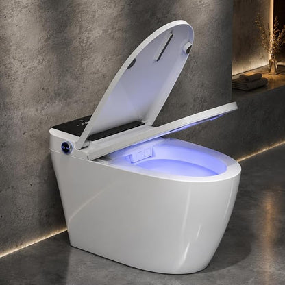 Smart Toilet with Bidet Built in, Tankless Smart Toilet 12 Inch Rough In, Auto Open and Close Lid, Heated Seat, Warm Air Dryer, Foot Sensor Operation, LED Display & Night Light, 1000g MaP