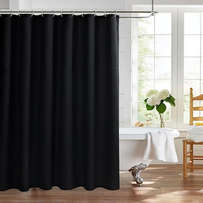 Nasitos Long Fabric Shower Curtain Liners 2 Pack - W72 x H78 - Water Resistant & Lightweight Cloth Shower Curtains for Bath Tub, Soft Hotel Quality, Machine Washable (Black, Magnets Included)
