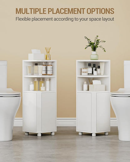 Corner Cabinet, Small Bathroom Corner Cabinet with Doors, Narrow Storage Cabinets with Adjustable Shelves, Bathroom Organizers and Storage for Small Space, White BC21003X