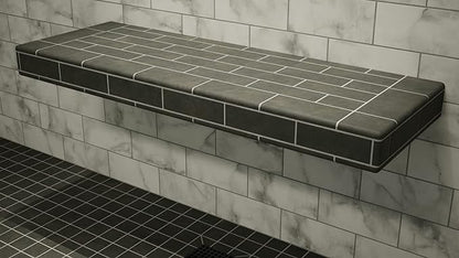Floating Shower Bench Kit with Orange Waterproof Foam Board and Original Industrial Free Hanging Bracket (12x18) - Shower Bench, Bench Seat, DIY Shower Benches, Luxurious Feel,1 Count