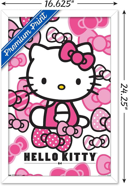 Trends International Hello Kitty - Bows Wall Poster, 14.725" x 22.375", White Framed Version