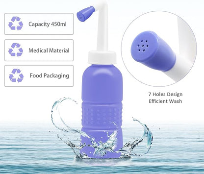 Portable Bidet Sprayer for Personal Hygiene, Pregnant Women Cleansing, Postpartum Clean, Handheld Travel Bidet with 450ML Water Capacity and Angled Nozzle Spray