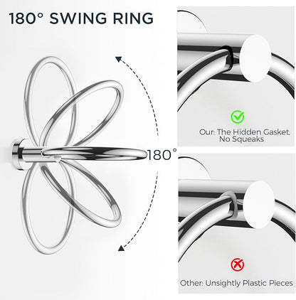 FORIOUS Bathroom Accessories, 4-Piece Bathroom Hardware Set - 24" Towel Bar | Chrome | Towel Hooks, Towel Racks for Bathroom, Toilet Paper Holder Wall Mounted & Towel Ring | SUS304 Stainless Steel