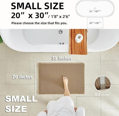 TYUU Waffle Bath Mat, Boho Bathroom Rugs Non Slip Washable Super Absorbent Quick Dry Farmhouse Bathroom Decor, 30"x20" Khaki | Super Absorbent Quick Dry Bath Rug, Non-Slip Backing, Soft Waffle Boho Farmhouse Bathroom Mats, Tub, Shower & Home Decor