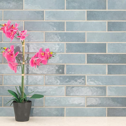 MSI Renzo Denim 3 Inch x 12 Inch Glossy Ceramic Subway Tile for Bathroom, Kitchen Backsplash, Accent Wall, and Shower
