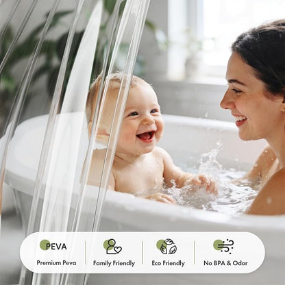 Bathway Shower Curtain Liner Plastic, Heavy Duty Clear Shower Curtain Liner Long 72x78 PEVA Waterproof Shower Curtain Liner for Bathroom with 3 Big Stones and 12 Rustproof Metal Grommets
