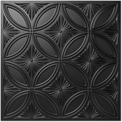 Art3d Decorative PVC Black Drop Ceiling Tile 2ft x 2ft, Glue up 3D Wall Panel 24 x 24in.12pcs | Waterproof, Break-Proof, Wipeable Surface, Scratch Resistant, Compatible with Grid System, Ideal for Commercial Spaces