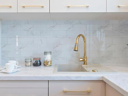 2026 New Upgrade Peel and Stick Backsplash Tile, Peel and Stick 11.34" X 11.57" Wall Tile for Kitchen, Bathroom, Fireplace, Laundry (Polished Carat Gold, 20 Packs)