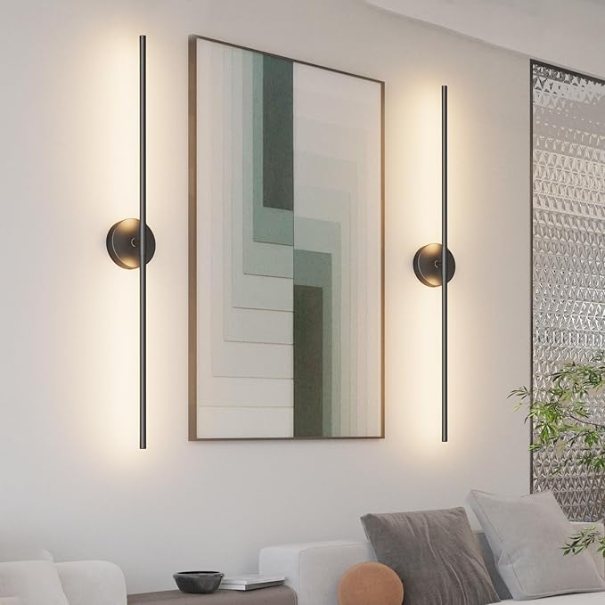 40In Hardwired Modern Wall Sconce for Bathroom Black Vanity Light Fixture 3000K Bathroom Sconce 360° Rotate Warm Light for Bedroom Living Room