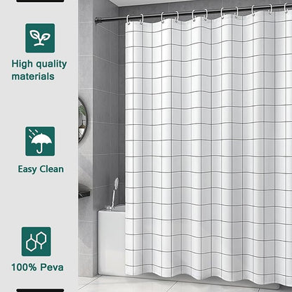 Shower Curtain Liner, 100% Waterproof Peva Shower Curtains with 3 Duty Heavy Bottom Magnets and 12 Rust Proof Grommets, 72x72 Weighted Shower Liner for Shower Stall, Bathtubs